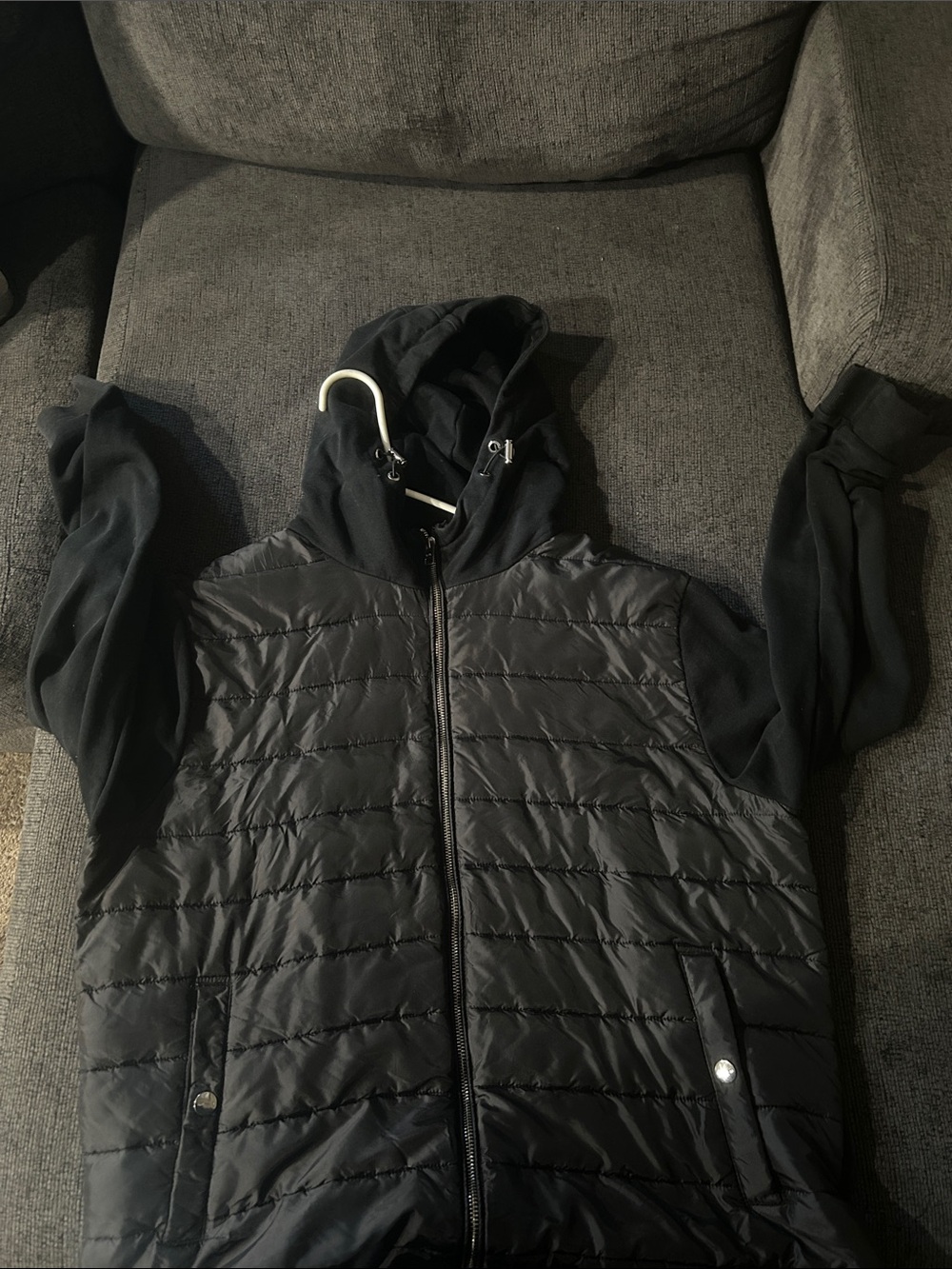 H&M Black Quilted Hooded Puffer Jacket